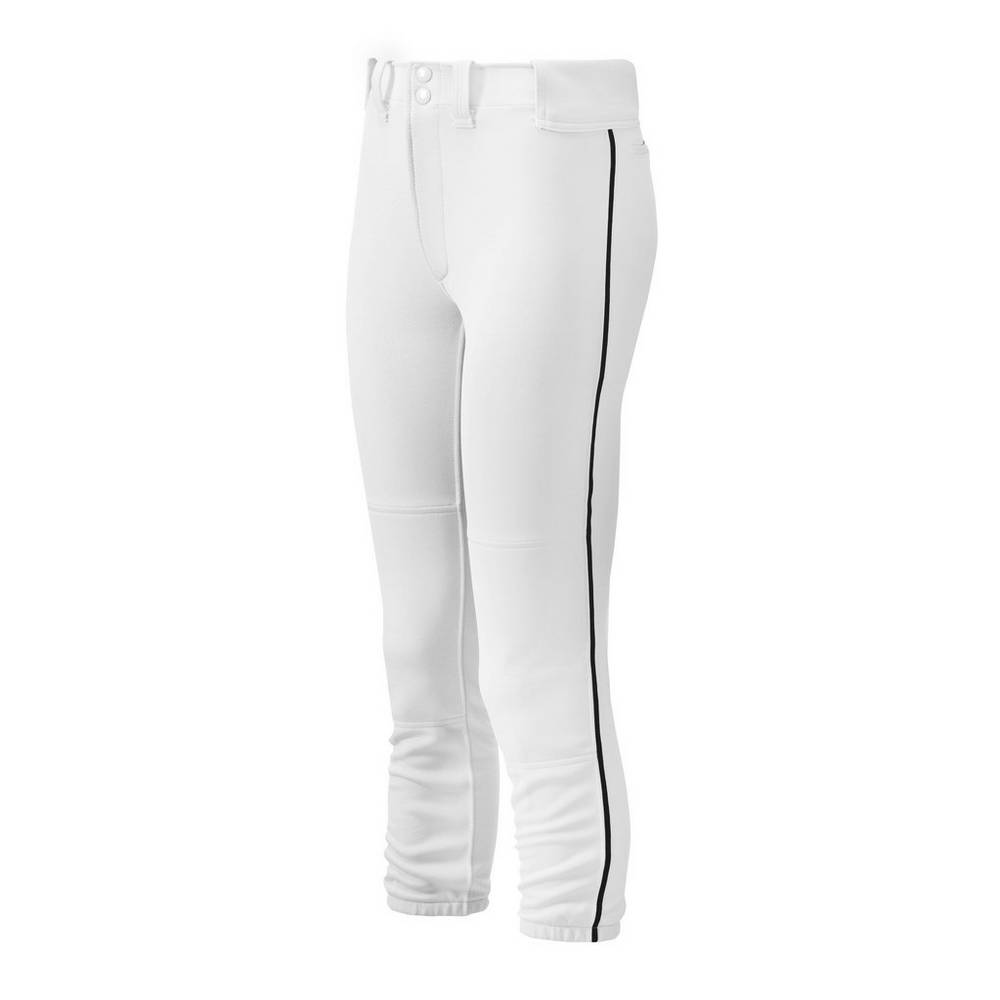 Damske Tepláky Mizuno Belted Piped Softball Biele/Čierne Vypredaj QYNT65389